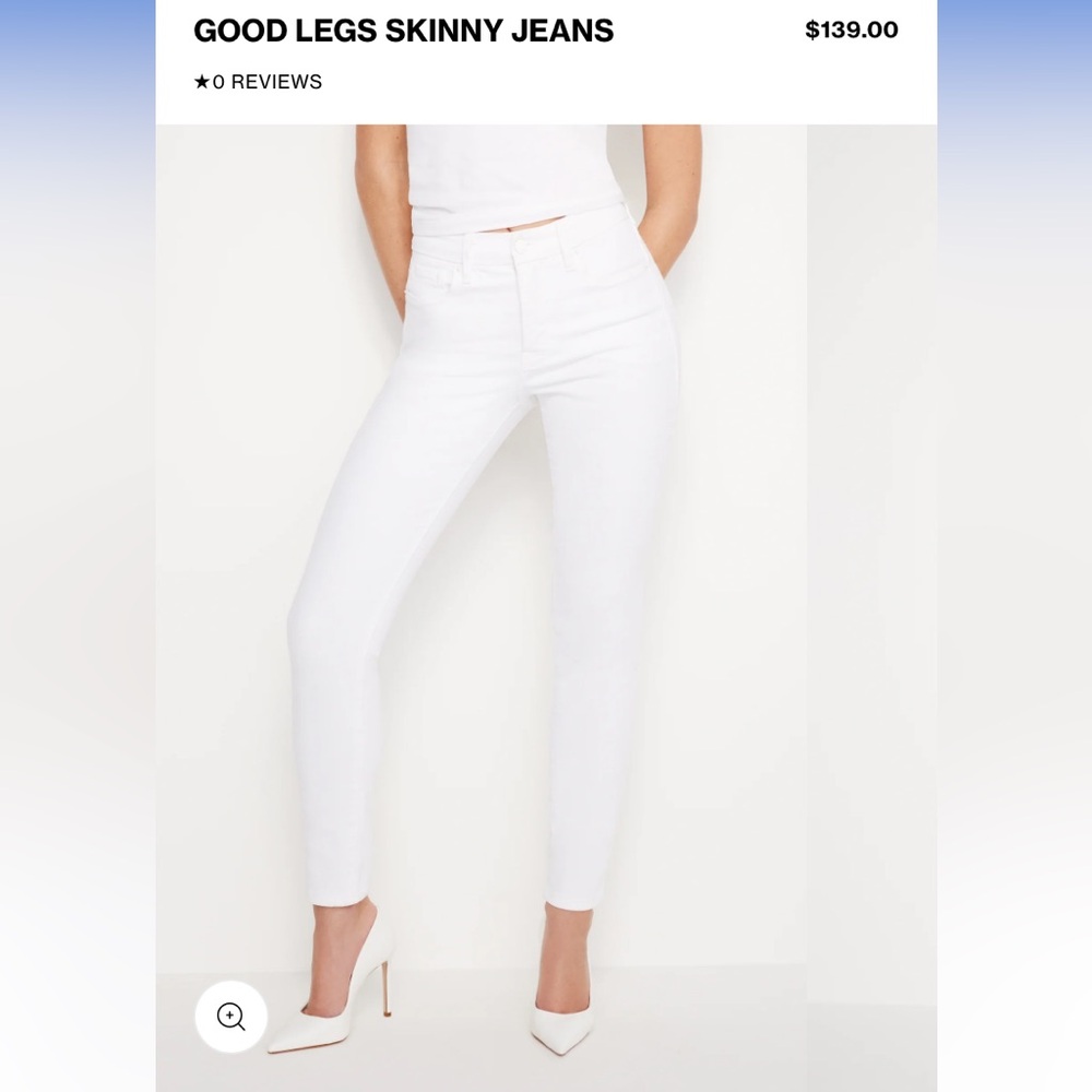 Good American Good legs jeans in style skinny in white size 10 white